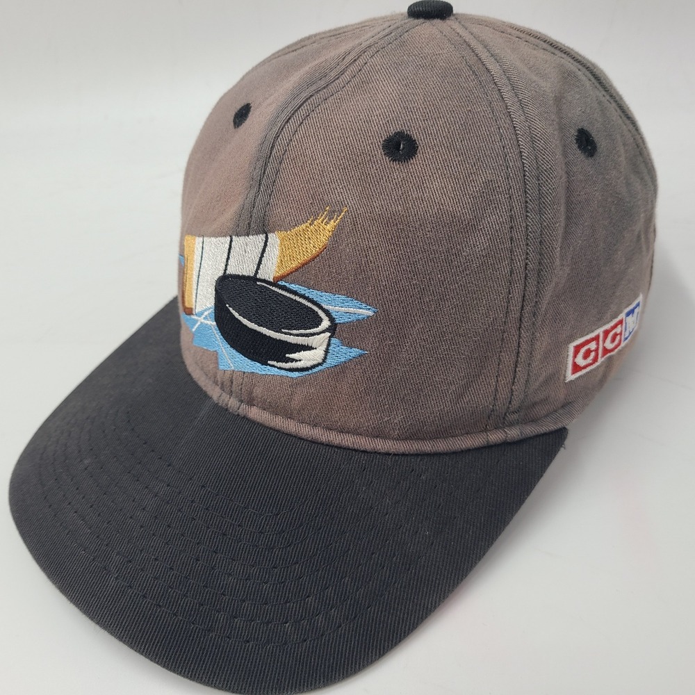 Vintage CCM Hat Snapback (Fits Small) Gray Blue Black Distressed Hockey Slap Me